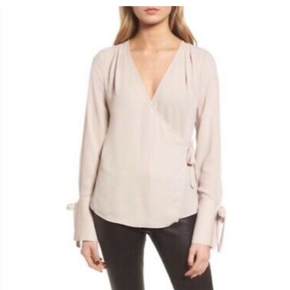 Trouvé blush / pale pink wrap blouse small